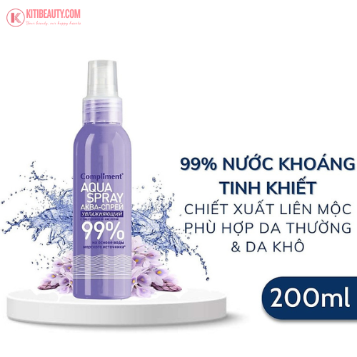 Xịt khoáng Compliment Aqua Spray 99% hỗ trợ cấp ẩm, phục hồi